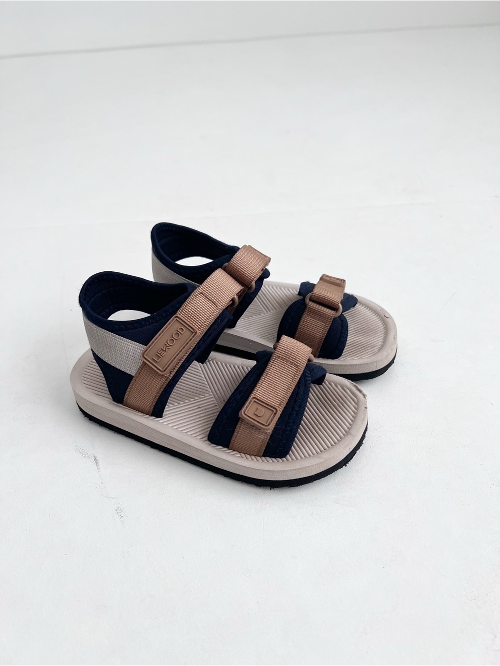 Liewood Toddler Boys Navy and Tan Adjustable Strap Sandals Size 11.5